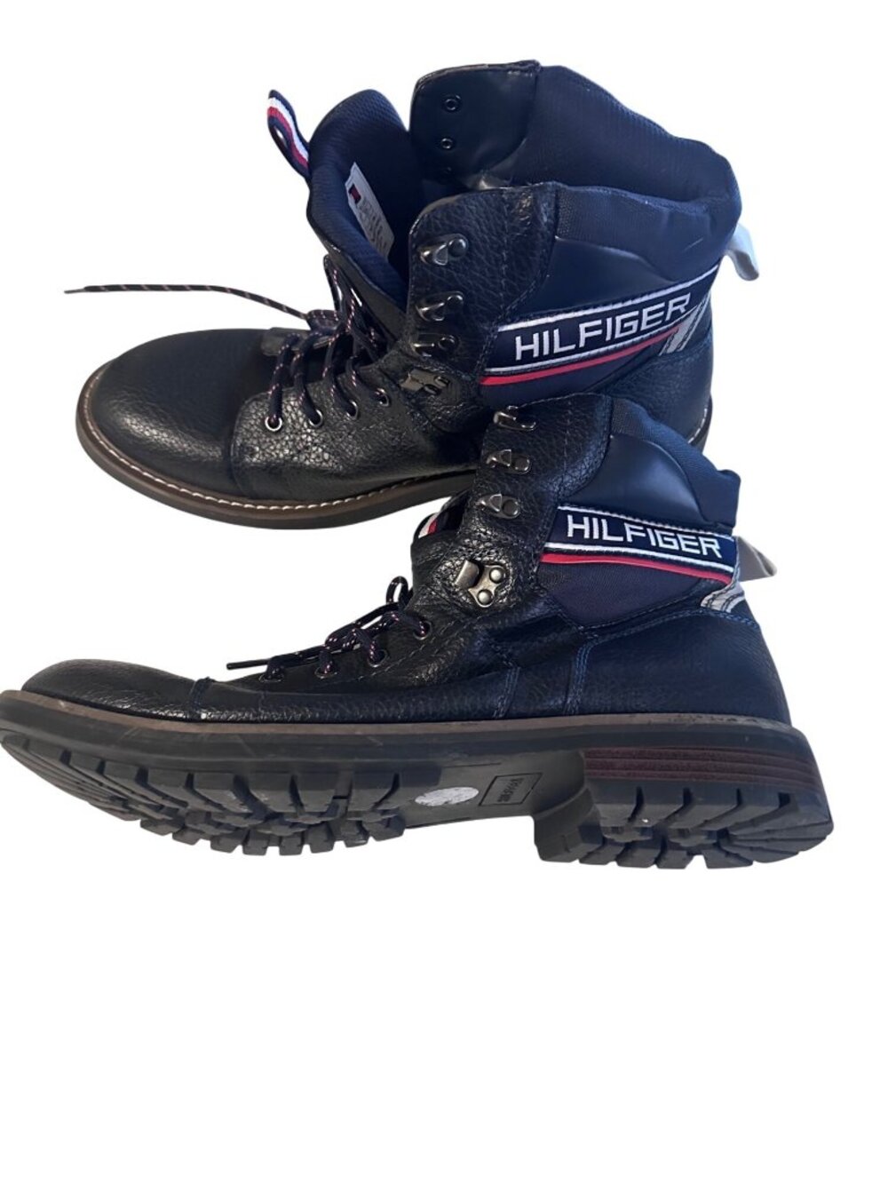 Tommy Hilfiger blue red and white with Hilfiger logo lace up boots size 13